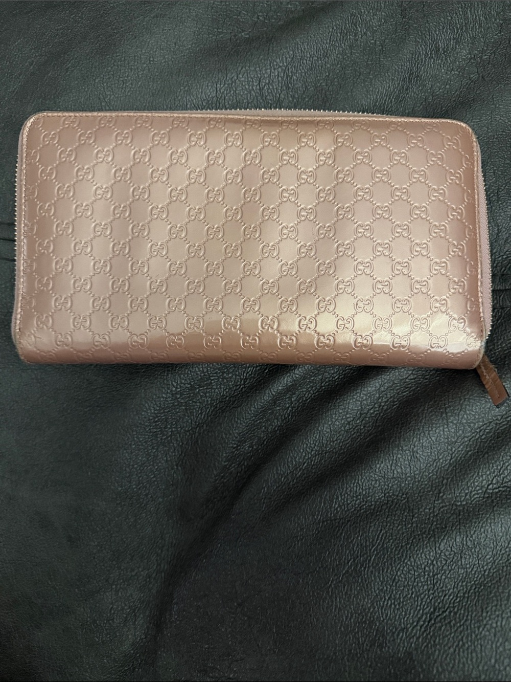 Gucci Rose Gold Zip-Around Leather Wallet